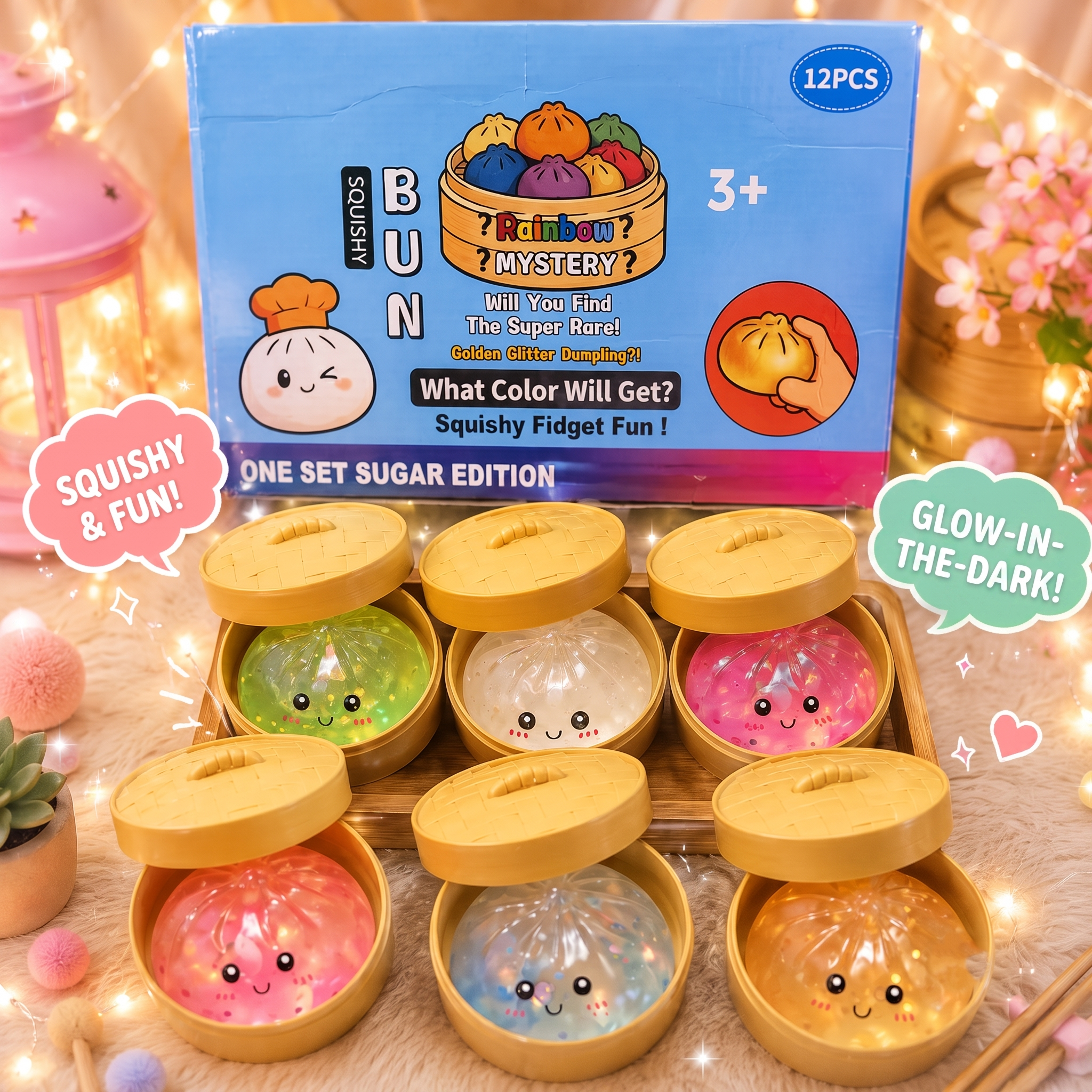 Glow-in-the-Dark Dumpling Bun Squishy