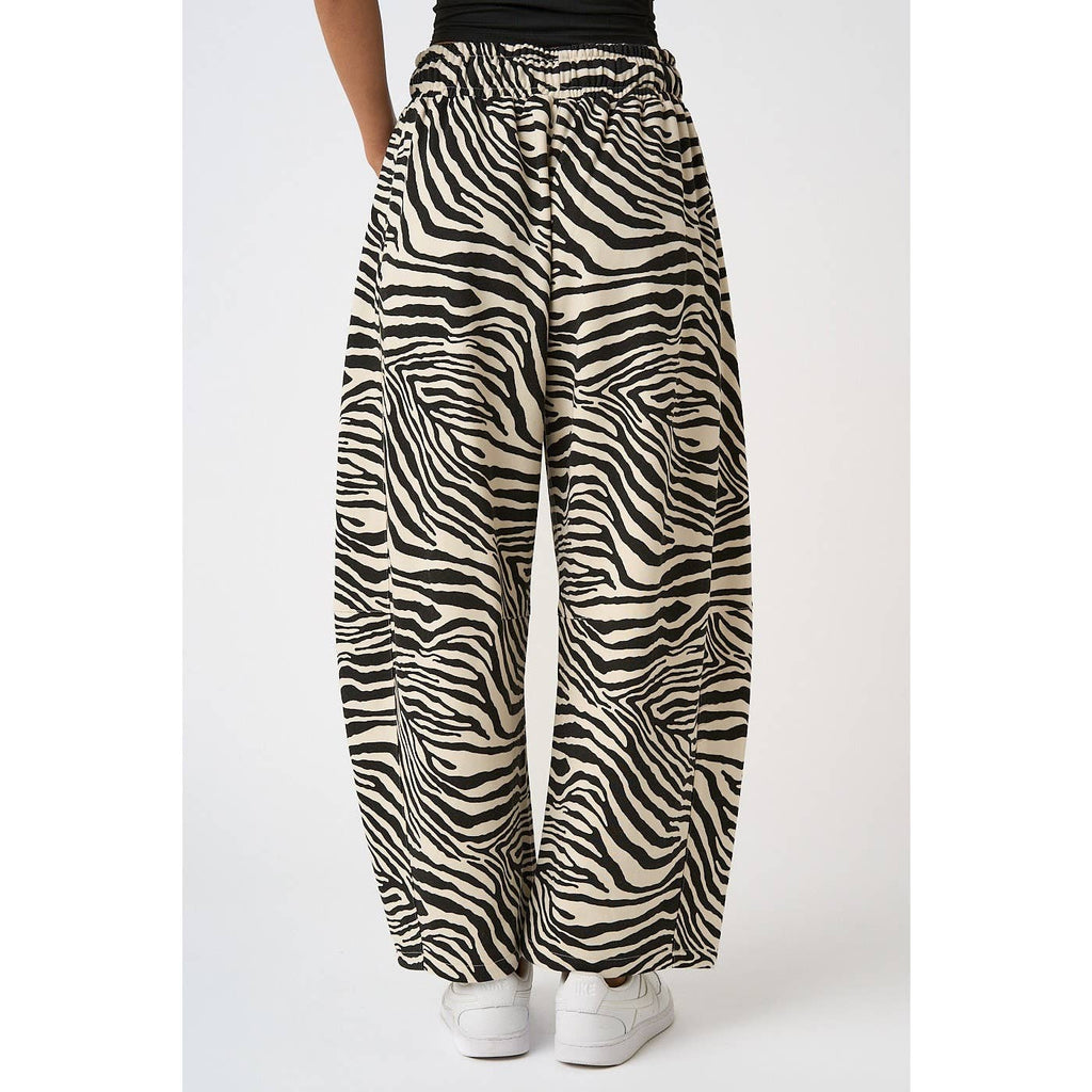 **PRE ORDER** Zebra Print Pull On Barrel Leg Pants