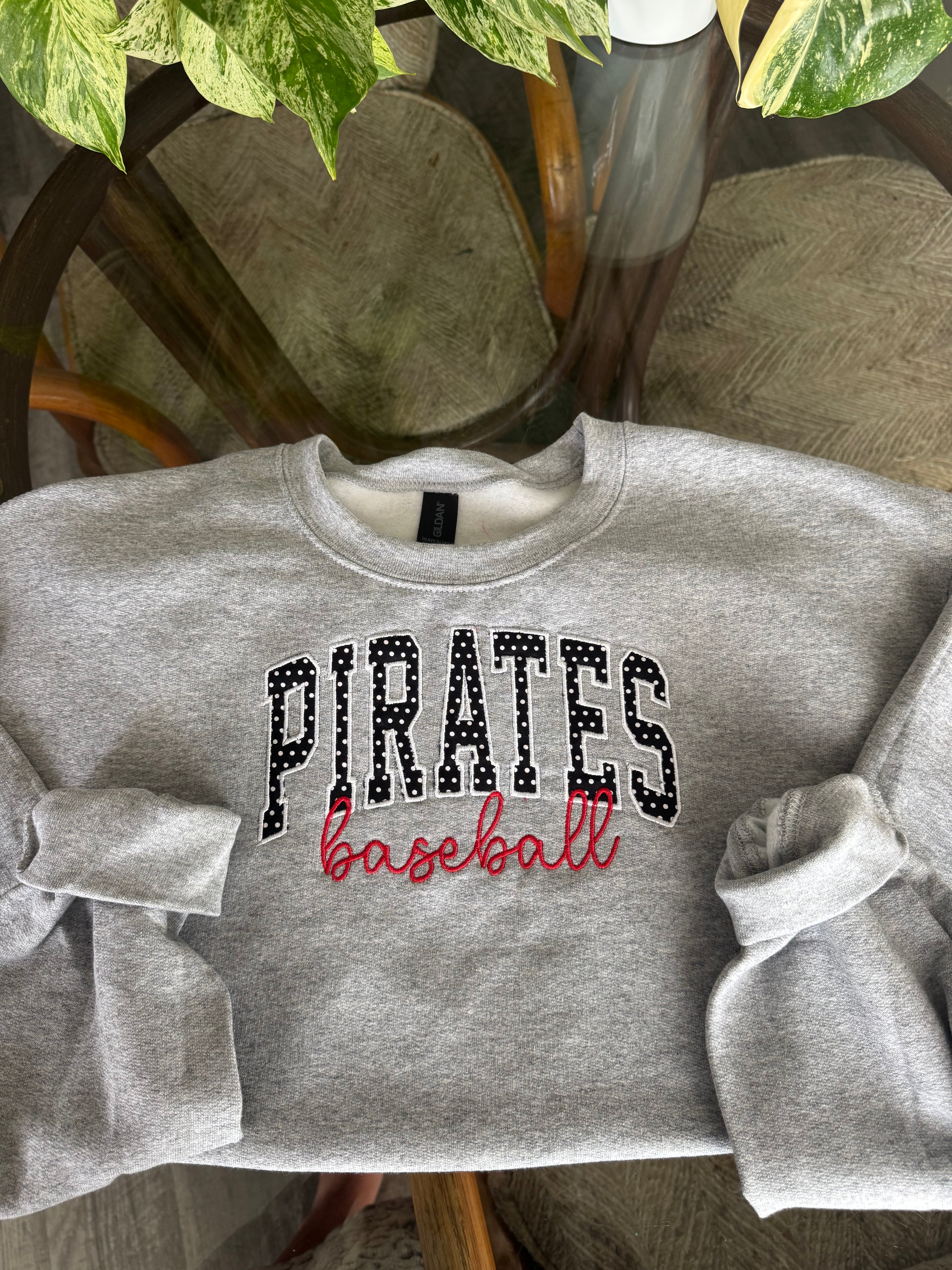 Polka Dot Pirates Baseball Applique Sweatshirt