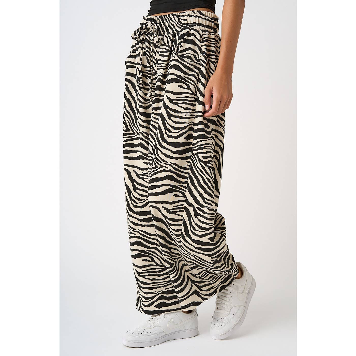 **PRE ORDER** Zebra Print Pull On Barrel Leg Pants