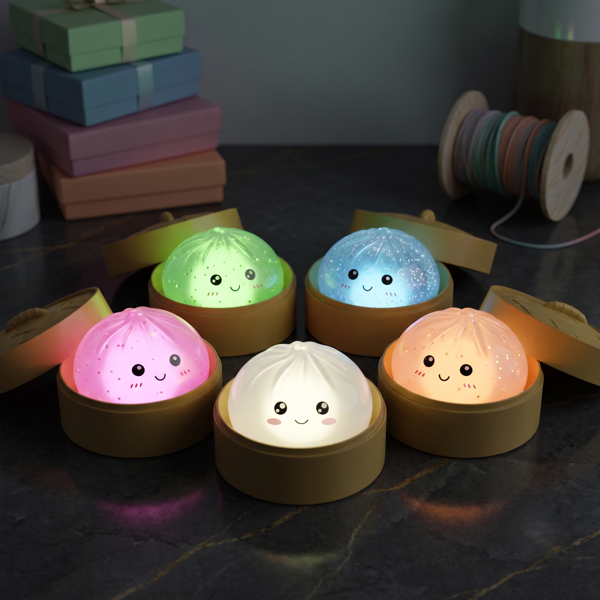 Glow-in-the-Dark Dumpling Bun Squishy